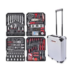 Trolley set attrezzi valigia cassetta porta utensili completa con 253 pezzi
